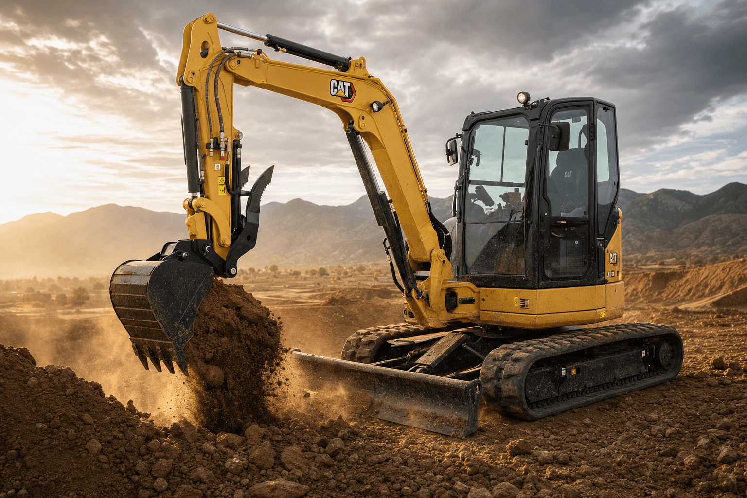 Heavy excavator working a construction site