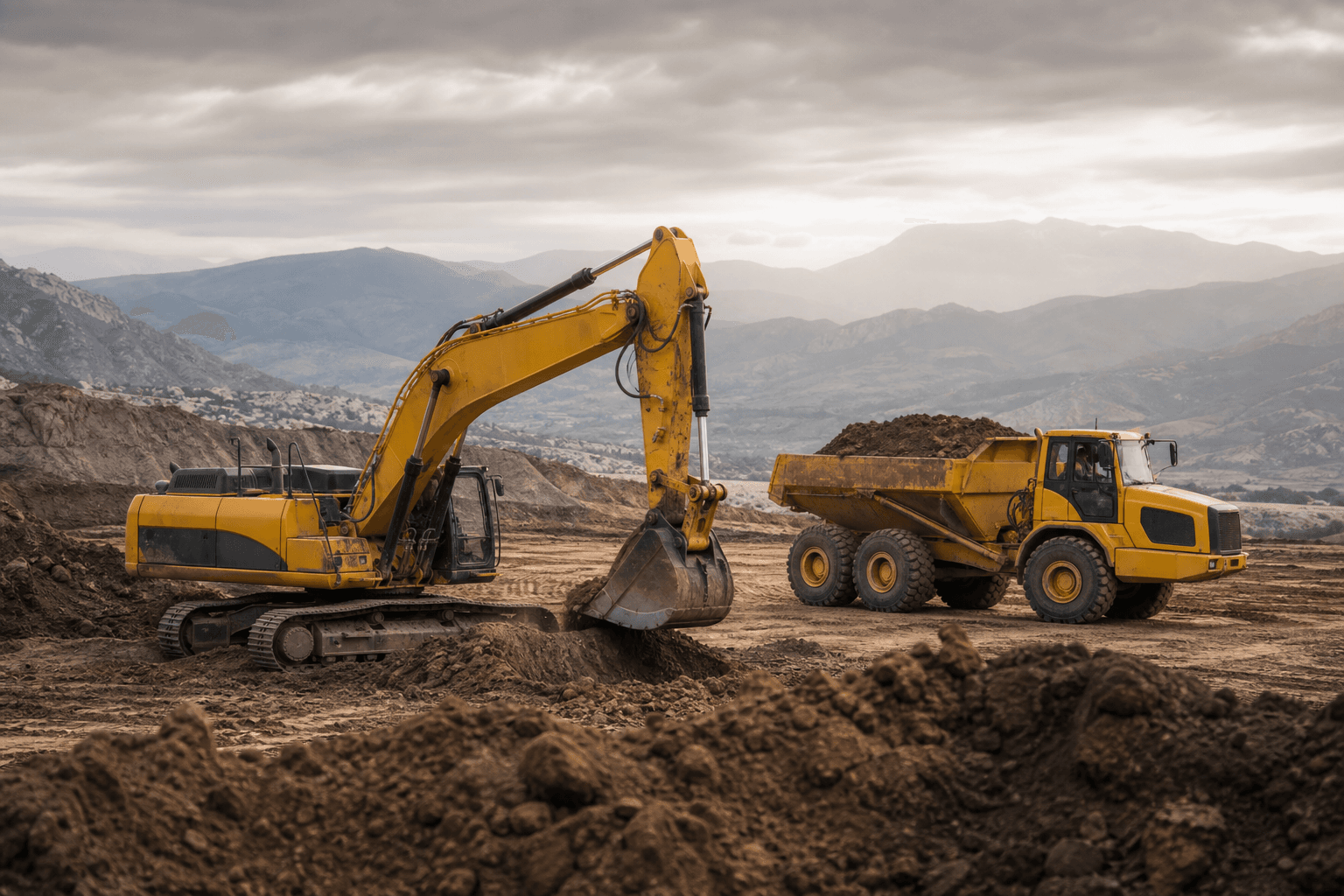 Construction equipment on a jobsite