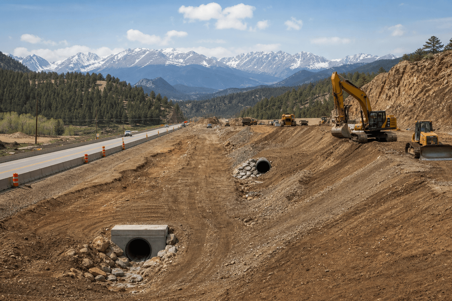Highway widening and infrastructure construction work
